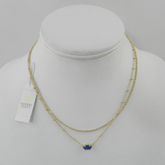 Emilie Rose Gold Multi Strand Necklace Cobalt Blue - Picture 4 of 4